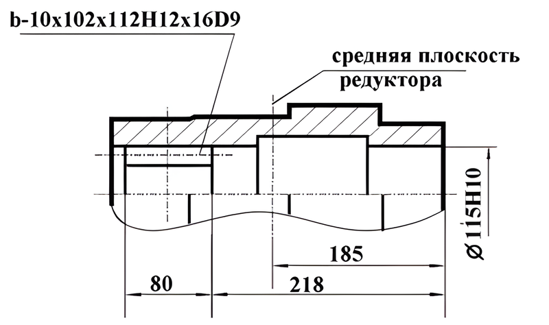 Схема концов концов выходных валов редукторов РЦД-250 в виде полых валов